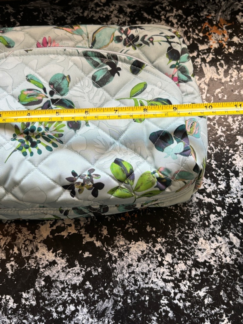 Vera Bradley Quilted Floral Cosmetic Bag in Light Blue with Green Accents - Picture 10 of 11